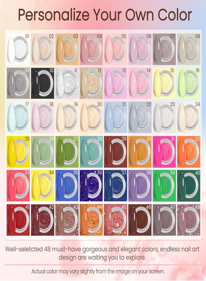 Lavender Violets Dip Powder Nail Kit 48 Colors Pink Red Purple Brown with Dip Powder Liquid Set and Essential Manicure Tools for Home Salon Manicure Nail Art Design G905 - Image 2